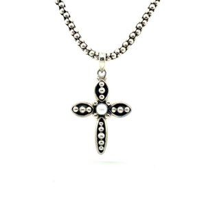 Silpada Sterling Silver Pearl Cross & Popcorn Chain 16"